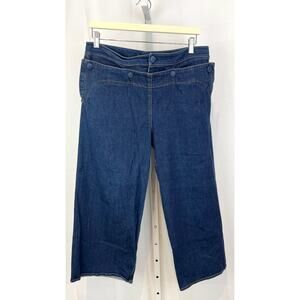 HARVEY FAIRCLOTH Size 8 Wide Leg Cropped Sailor Jeans Pants Stretch Cotton Blue